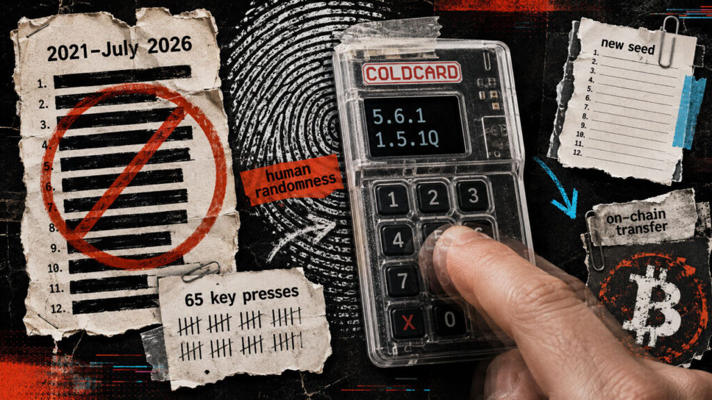 Coldcard now requires 65 key presses after seed exploit, while exposed funds still must move Coldcard now requires 65 key presses after seed exploit, while exposed funds still must move