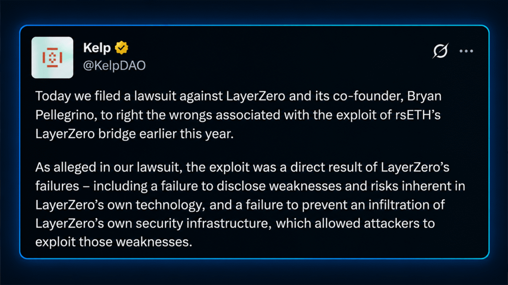 KelpDAO Takes Layerzero to Court Over a $292M Bridge Blowup